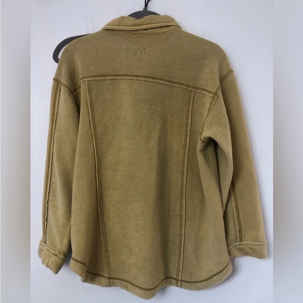 Anthropolgie Pilcro Shirt Tamara Mustard Distressed Button Shacket - Picture 2 of 7